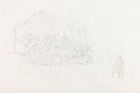 Study for "Waiting for Queen Elberta at the Peach Festival"