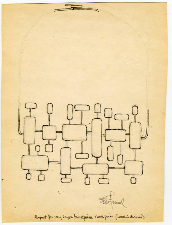 Jewelry Design: Layout for Very Large "Breastpiece" Neck Piece (working drawing)